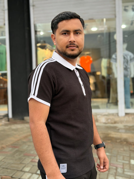 Premium Black Men's Tracksuit - Signature White Stripes Edition