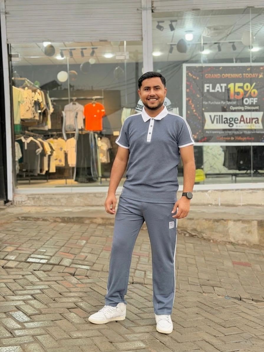 Premium Black Men's Tracksuit - Signature White Stripes Edition